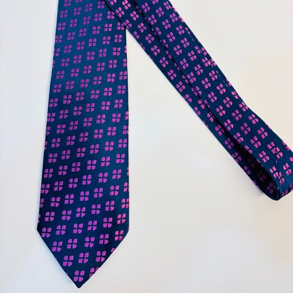 Charvet Place Vandome Geometric Navy Purple Silk Tie Made in France Preppy Ivy - Picture 1 of 9